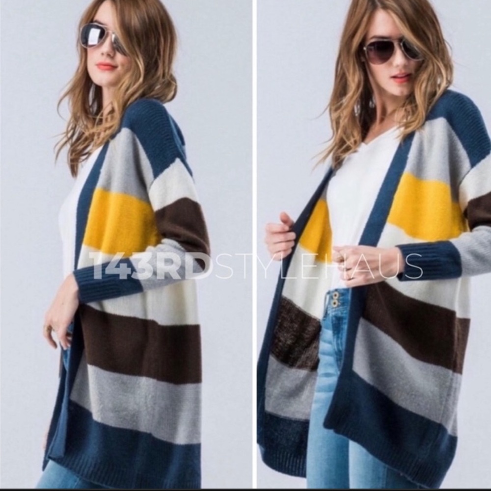 ✨NWT✨143 STYLE HAUS // Striped Open Front Cardigan
